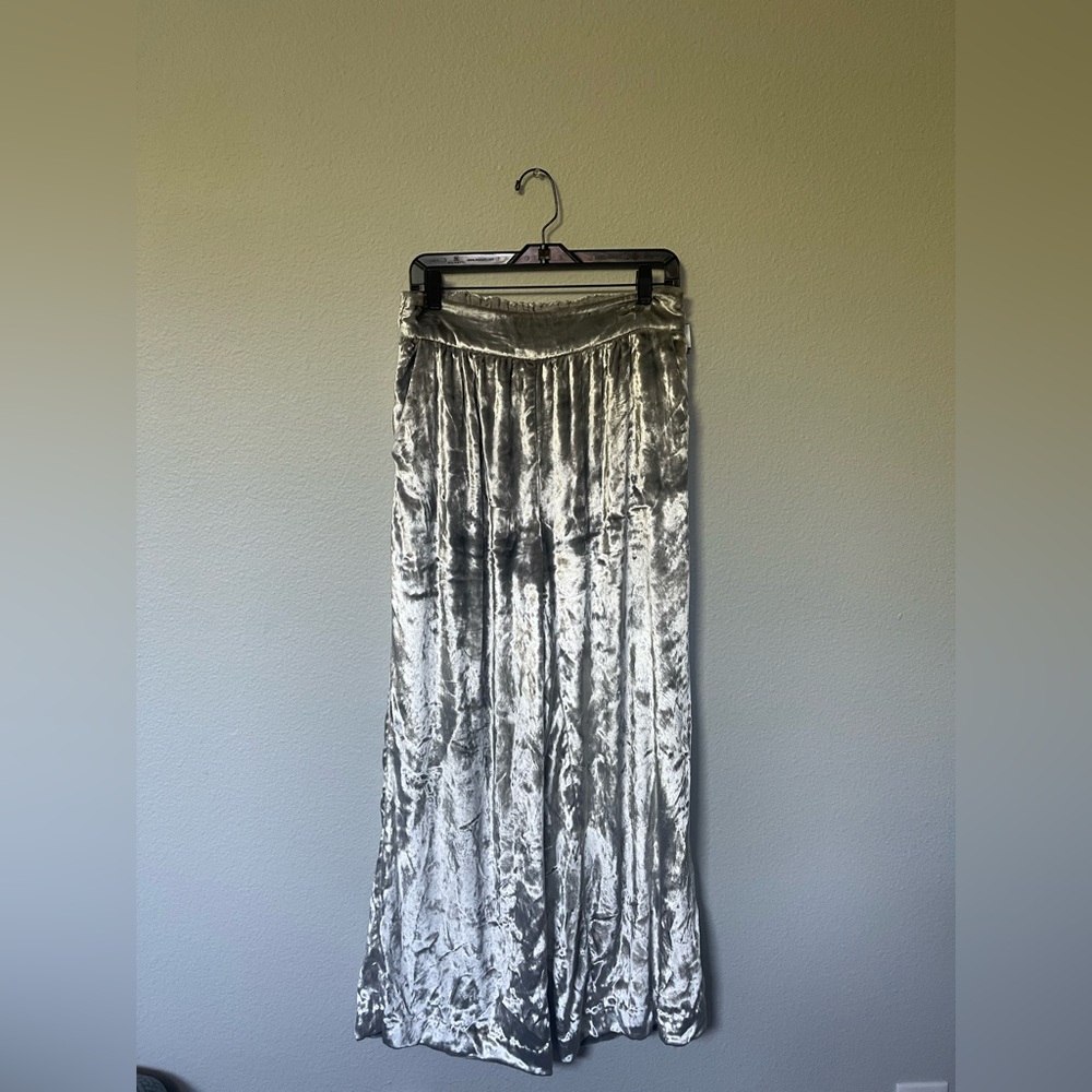 Maeve by Anthropologie velvet wide leg pant silver gray size S - Picture 6 of 8